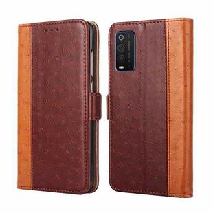 For TCL 205 Ostrich Texture Flip Leather Phone Case(Brown)