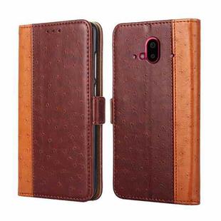 For Fujitsu Arrows F-52B Ostrich Texture Flip Leather Phone Case(Brown)