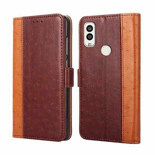 For Kyocera Android One S9 / KC S304 / Digno Sanga Edition Ostrich Texture Flip Leather Phone Case(Brown)