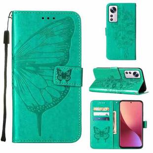 For Xiaomi 12 Lite Embossed Butterfly Leather Phone Case(Green)