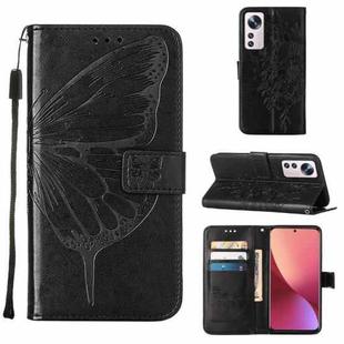 For Xiaomi 12 Lite Embossed Butterfly Leather Phone Case(Black)