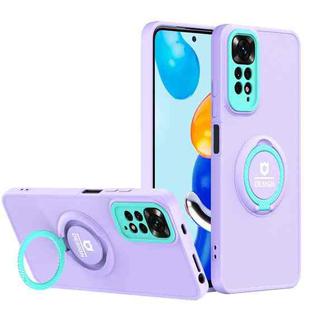 For Xiaomi Redmi Note 11 Pro 5G / 4G 2022 Eagle Eye Ring Holder Phone Case(Purple + Light Green)