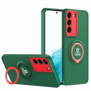 For Samsung Galaxy S22+ 5G Eagle Eye Ring Holder Phone Case(Dark Green + Red)