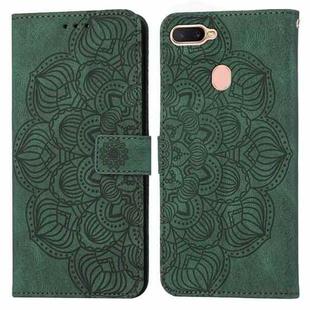 For OPPO A7 / A5s Mandala Embossed Flip Leather Phone Case(Green)