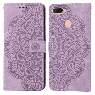 For OPPO A7 / A5s Mandala Embossed Flip Leather Phone Case(Purple)