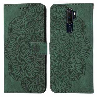 For OPPO A9 2020 Mandala Embossed Flip Leather Phone Case(Green)