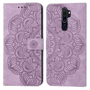 For OPPO A9 2020 Mandala Embossed Flip Leather Phone Case(Purple)