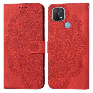 For OPPO A15 Mandala Embossed Flip Leather Phone Case(Red)