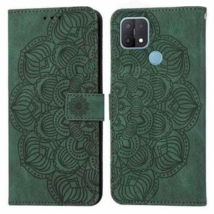 For OPPO A15 Mandala Embossed Flip Leather Phone Case(Green)