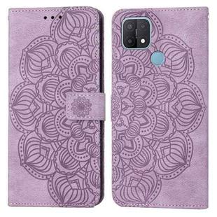 For OPPO A15 Mandala Embossed Flip Leather Phone Case(Purple)