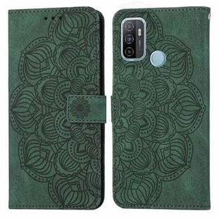 For OPPO A53s Mandala Embossed Flip Leather Phone Case(Green)