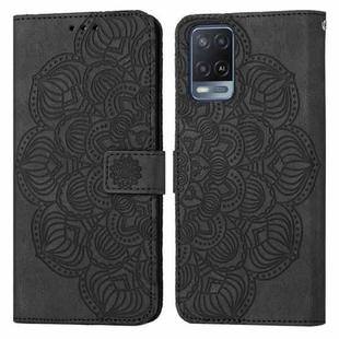For OPPO A54 4G Mandala Embossed Flip Leather Phone Case(Black)
