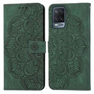 For OPPO A54 4G Mandala Embossed Flip Leather Phone Case(Green)
