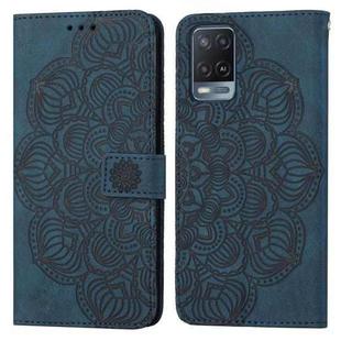 For OPPO A54 4G Mandala Embossed Flip Leather Phone Case(Blue)