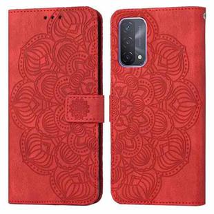 For OPPO A93 5G Mandala Embossed Flip Leather Phone Case(Red)