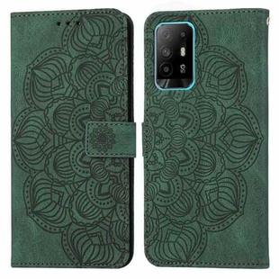 For OPPO A94 5G Mandala Embossed Flip Leather Phone Case(Green)