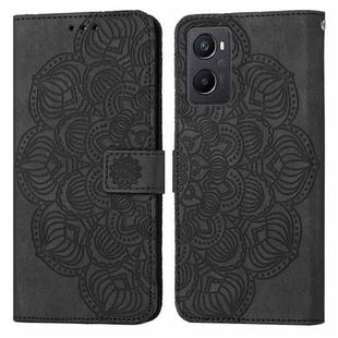 For OPPO A96 4G / Realme 9i Mandala Embossed Flip Leather Phone Case(Black)