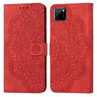 For OPPO Realme C11 Mandala Embossed Flip Leather Phone Case(Red)