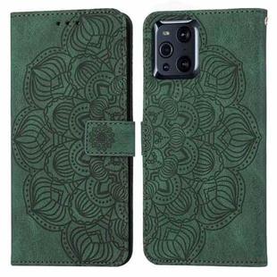 For OPPO Find X3 / Find X3 Pro Mandala Embossed Flip Leather Phone Case(Green)