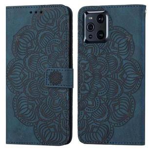 For OPPO Find X3 / Find X3 Pro Mandala Embossed Flip Leather Phone Case(Blue)