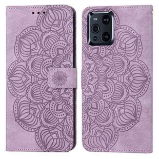 For OPPO Find X3 / Find X3 Pro Mandala Embossed Flip Leather Phone Case(Purple)