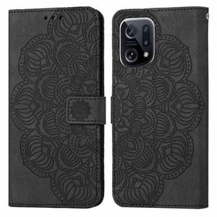 For OPPO Find X5 Pro Mandala Embossed Flip Leather Phone Case(Black)