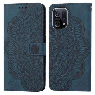 For OPPO Find X5 Pro Mandala Embossed Flip Leather Phone Case(Blue)