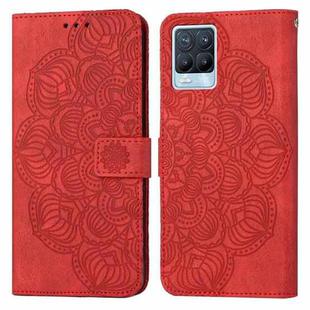 For OPPO Realme 8 4G Mandala Embossed Flip Leather Phone Case(Red)