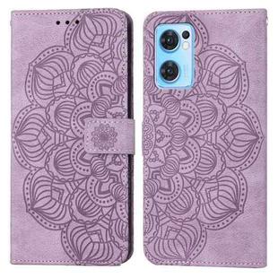 For OPPO Realme 9i Mandala Embossed Flip Leather Phone Case(Purple)