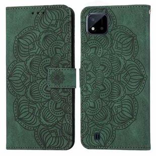 For OPPO Realme C20 Mandala Embossed Flip Leather Phone Case(Green)