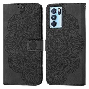 For OPPO Reno6 Pro 5G Mandala Embossed Flip Leather Phone Case(Black)