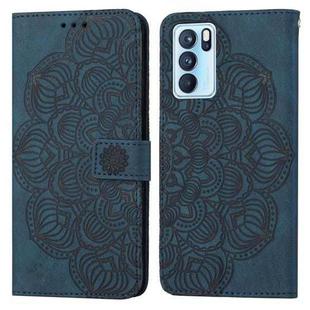 For OPPO Reno6 Pro 5G Mandala Embossed Flip Leather Phone Case(Blue)