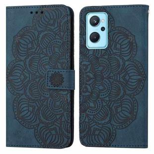 For OPPO Reno7 5G Mandala Embossed Flip Leather Phone Case(Blue)