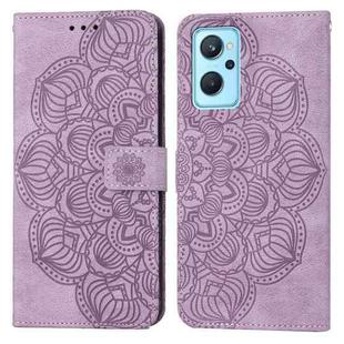 For OPPO Reno7 5G Mandala Embossed Flip Leather Phone Case(Purple)