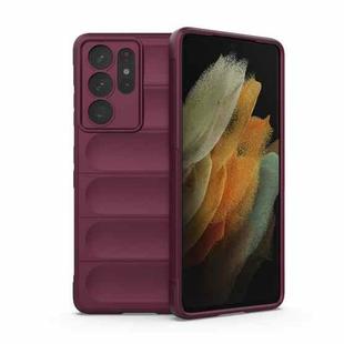 For Samsung Galaxy S21 Ultra  5G Magic Shield TPU + Flannel Phone Case(Wine Red)