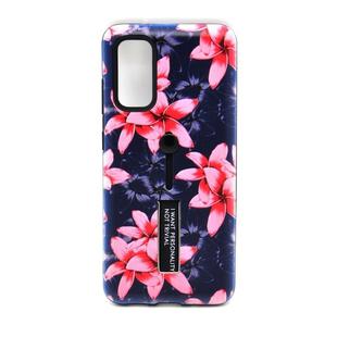 For Galaxy S20+ Embossment Painted Pattern Protective Case with Holder(Purple Pink Flower)