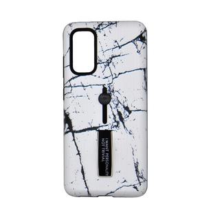 For Galaxy S20+ Embossment Painted Pattern Protective Case with Holder(White Marble)