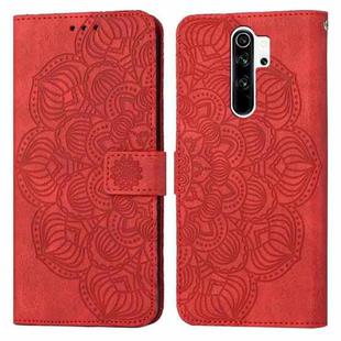 For Xiaomi Redmi 9 Mandala Embossed Flip Leather Phone Case(Red)