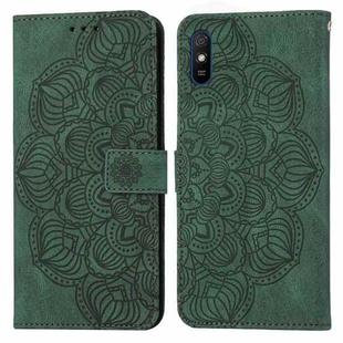 For Xiaomi Redmi 9A Mandala Embossed Flip Leather Phone Case(Green)