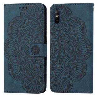 For Xiaomi Redmi 9A Mandala Embossed Flip Leather Phone Case(Blue)