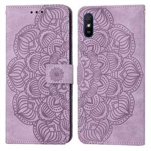 For Xiaomi Redmi 9A Mandala Embossed Flip Leather Phone Case(Purple)