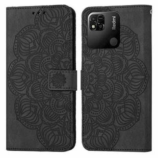 For Xiaomi Redmi 9C / 10A Mandala Embossed Flip Leather Phone Case(Black)