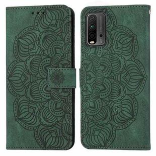 For Xiaomi Redmi 9T Mandala Embossed Flip Leather Phone Case(Green)