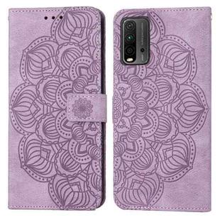 For Xiaomi Redmi 9T Mandala Embossed Flip Leather Phone Case(Purple)