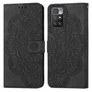 For Xiaomi Redmi 10 Mandala Embossed Flip Leather Phone Case(Black)