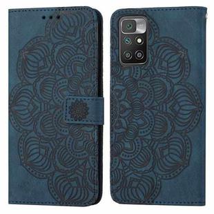 For Xiaomi Redmi 10 Mandala Embossed Flip Leather Phone Case(Blue)