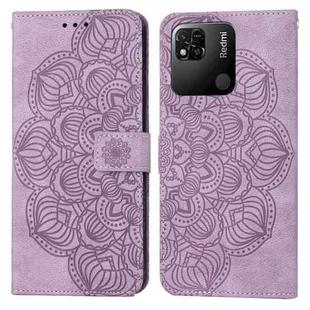 For Xiaomi Redmi 10C Mandala Embossed Flip Leather Phone Case(Purple)