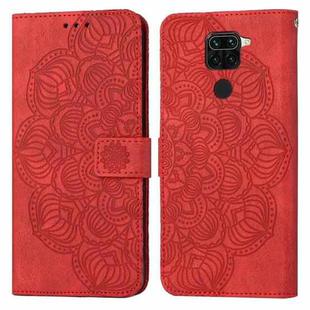 For Xiaomi Redmi Note 9 Mandala Embossed Flip Leather Phone Case(Red)