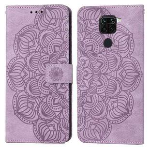 For Xiaomi Redmi Note 9 Mandala Embossed Flip Leather Phone Case(Purple)