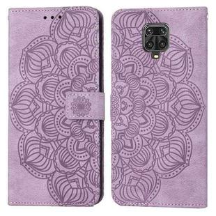 For Xiaomi Redmi Note 9 Pro Mandala Embossed Flip Leather Phone Case(Purple)